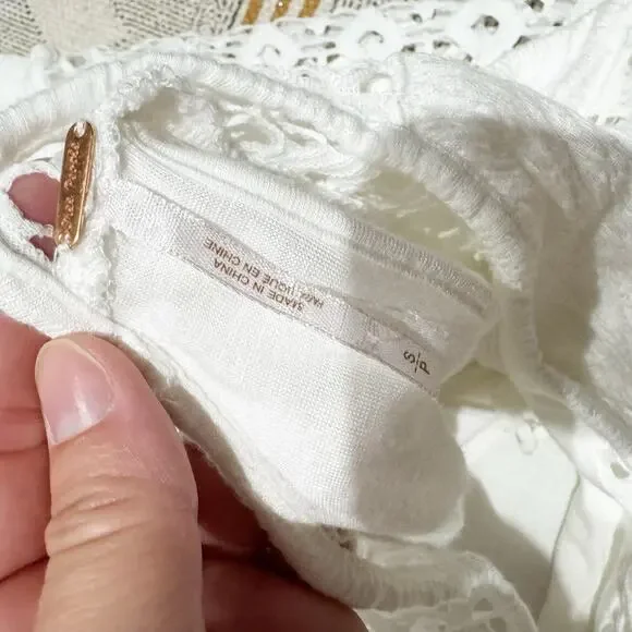 Free People White Dress Cut Outs Short Mini A Line Women Size Small Long Sleeve - Picture 4 of 5